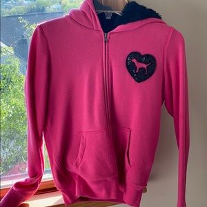 love pink jacket with black fur inside